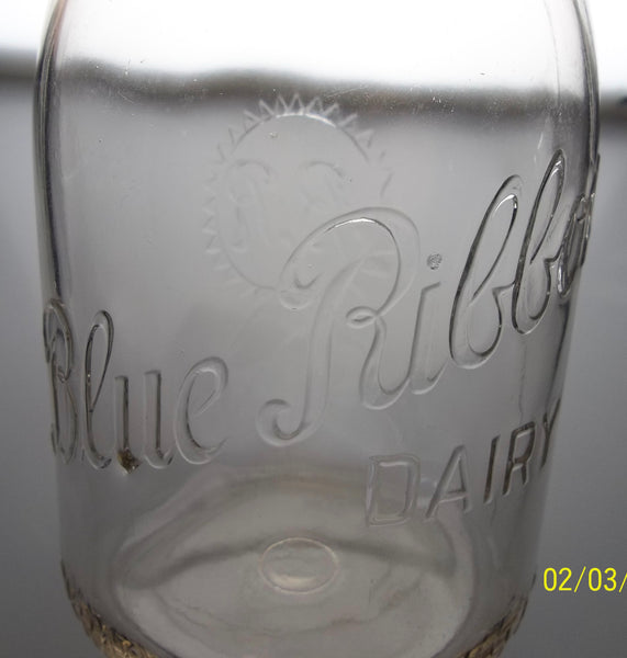 Blue Ribbon Dairy Milk Bottle from Syracuse, New York