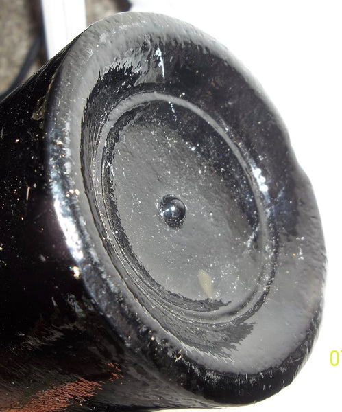 Beautiful Black Glass "PATENT" 1860s Applied Lip Ale Bottle