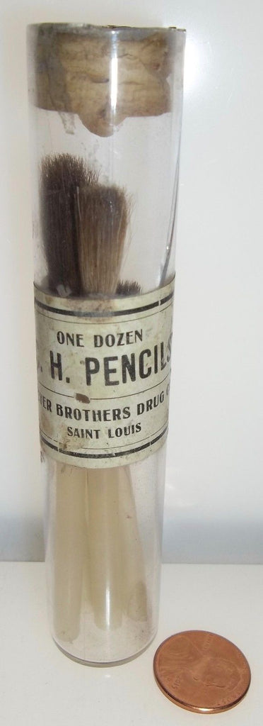 Bottle of C.H. Pencils Brushes w/ Original Cork, Content & Label from St. Louis