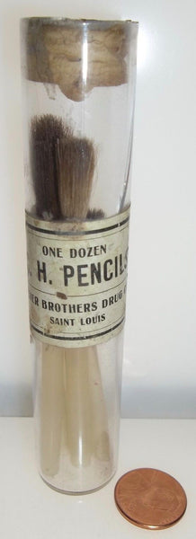 Bottle of C.H. Pencils Brushes w/ Original Cork, Content & Label from St. Louis