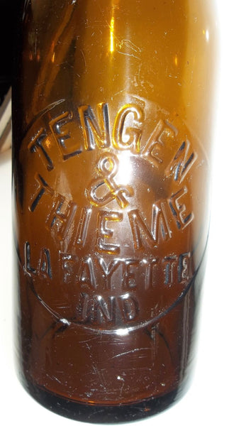 Beautiful Olive Amber Quart Blob Top Beer Bottle from Lafayette Indiana