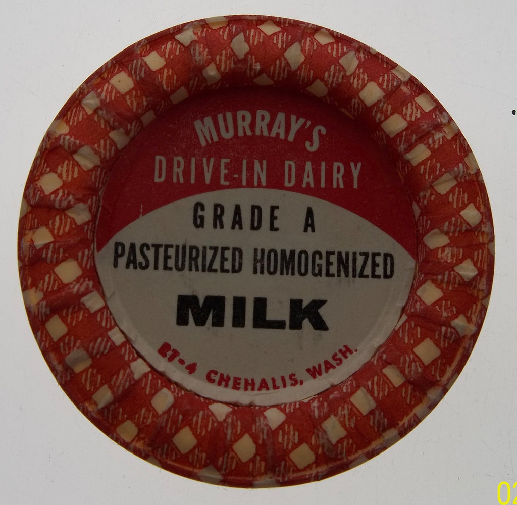 Set of Six Cardboard Milk Bottle Caps from Murray's Dairy in Washington
