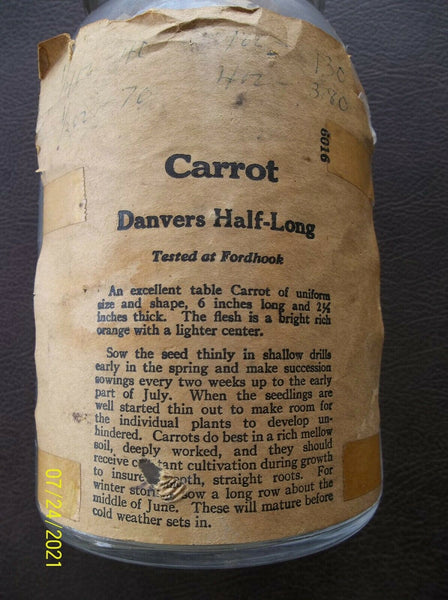 Ball Perfect Mason Jar, Used for Selling Carrots, with Paper Labels