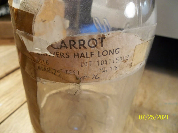 Ball Perfect Mason Jar, Used for Selling Carrots, with Paper Labels